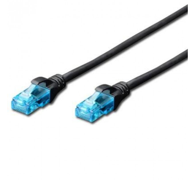 Патч-корд Digitus 1м, cat.5e, UTP, AWG 26/7, black (DK-1511-010/BLACK)