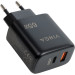 Vinga Зарядний пристрій Vinga GaN 65W PD+QC 1C1A ports Wall Charger (VCPCHCA65B)