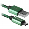 Defender Дата кабель USB 2.0 AM to Type-C 1.0m USB09-03T PRO green Defender (87816)