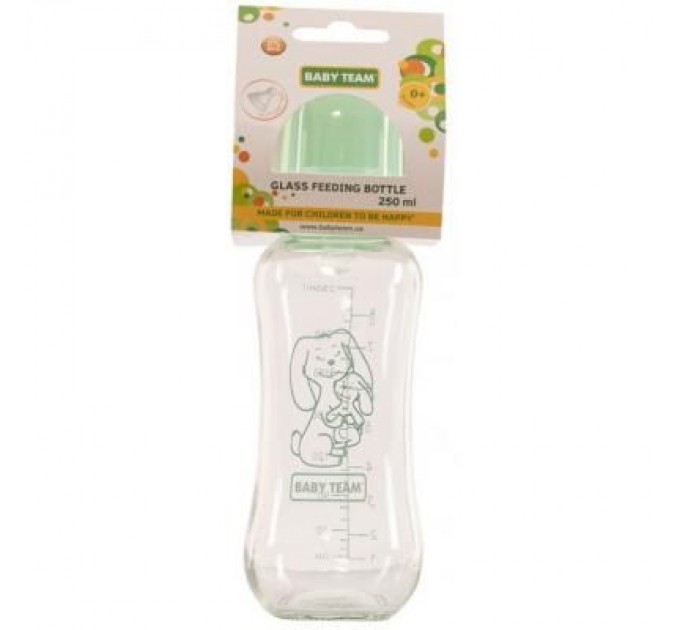 Baby Team Пляшечка для годування Baby Team Скляна 250мл 0+ (1211)
