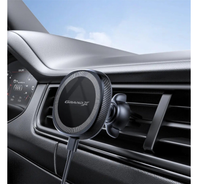 Grand-X Універсальний автотримач Grand-X MT-15W MagSafe з зарядкою 15W (кріплення на дефлектор) (MT-15W)