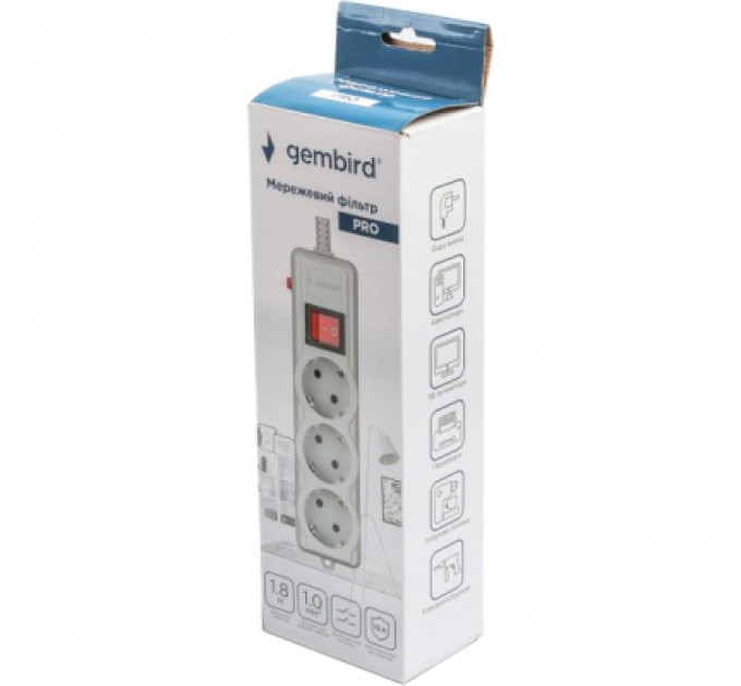 Gembird Мережевий фільтр живлення Gembird SPG3-G-6G-PRO