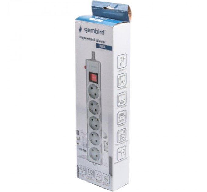 Gembird Мережевий фільтр живлення Gembird SPG5-G-15G-PRO