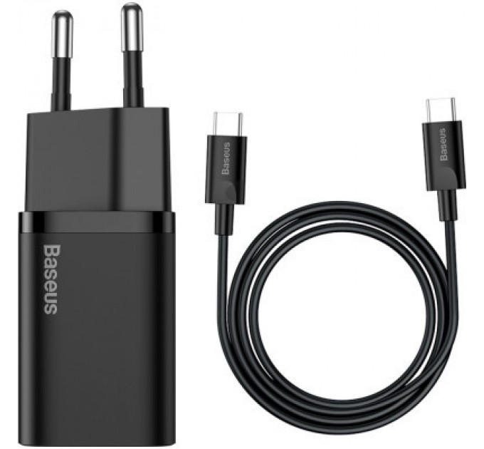Baseus Зарядний пристрій Baseus 1xUSB 25W (USB-C) + Cable Type-C black (TZCCSUP-L01)
