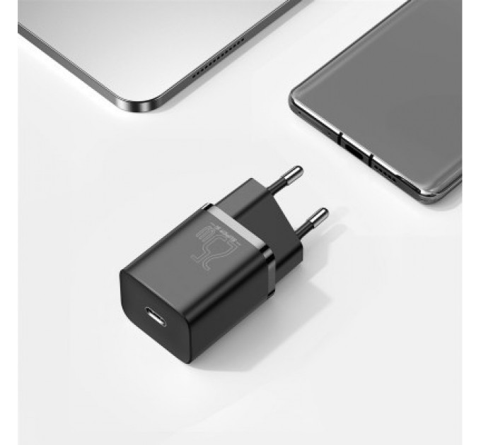 Baseus Зарядний пристрій Baseus 1xUSB 25W (USB-C) + Cable Type-C black (TZCCSUP-L01)