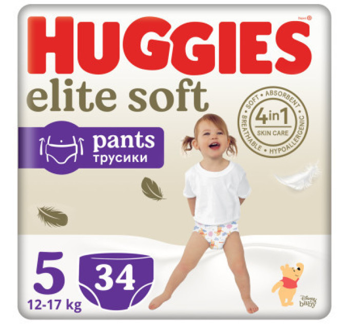 Huggies Підгузки Huggies Elite Soft 5 (12-17кг) Mega 34 шт (5029053549354)