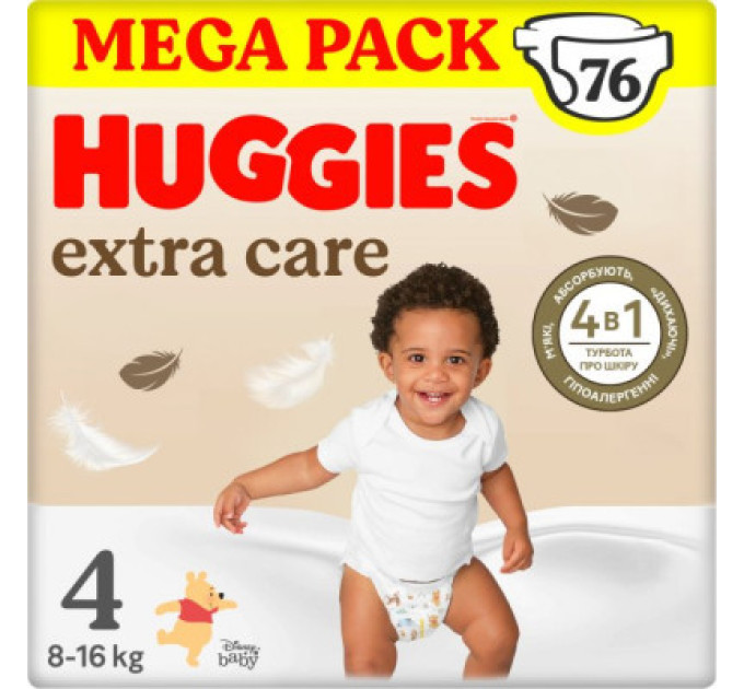 Huggies Підгузки Huggies Extra Care Size Розмір 4 (8-16 кг) 76 шт (5029053583167)