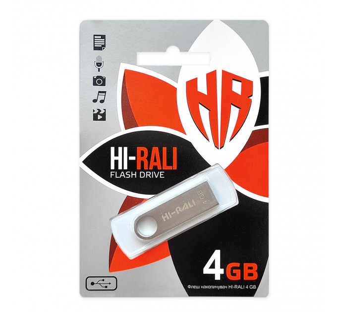 Флеш-накопичувач USB 4GB Hi-Rali Shuttle Series Silver (HI-4GBSHSL)