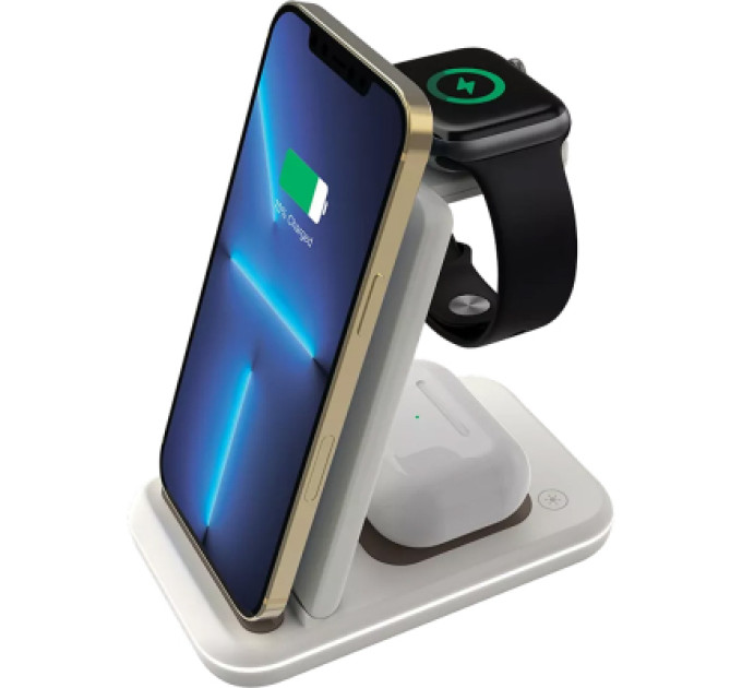 Canyon Зарядний пристрій Canyon WS-304 Foldable 3in1 Wireless charger Cosmic Latte (CNS-WCS304CL)