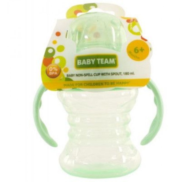 Baby Team Поїльник-непроливайка Baby Team зі спаутом і ручками 180 мл (5022_м'ятний)