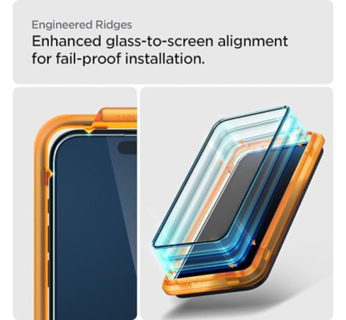 Spigen Скло захисне Spigen Apple iPhone 15 Glas.tR AlignMaster FC Black (2P) (AGL06906)