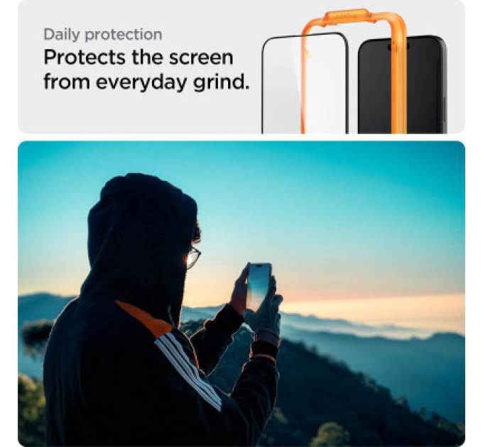 Spigen Скло захисне Spigen Apple iPhone 15 Plus Glas.tR AlignMaster FC Black (2P) (AGL06886)