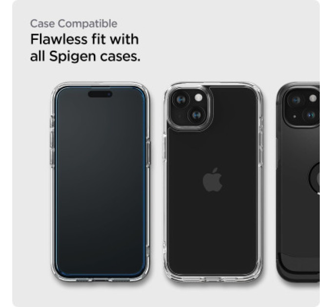 Spigen Скло захисне Spigen Apple iPhone 15 Plus Glas.tR AlignMaster FC Black (2P) (AGL06886)