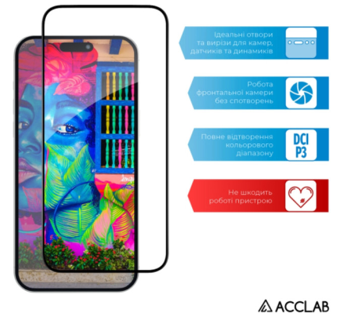 ACCLAB Скло захисне ACCLAB Full Glue Apple iPhone 15 (1283126575228)