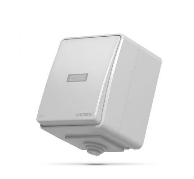 Videx Вимикач Videx BINERA IP65 зовнішній 1кл з підсвічуванням (BINERA IP65 наружный 1кл с подсветкой)