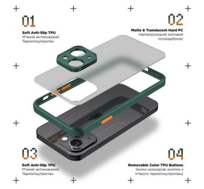 Armorstandart Чохол до мобільного телефона Armorstandart Frosted Matte Xiaomi Redmi Note 13 Pro 5G Dark Green (ARM71843)