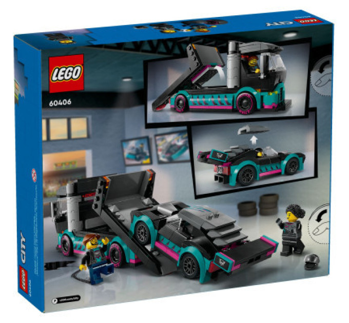 LEGO Конструктор LEGO City Автомобіль для перегонів й автовоз 328 деталей (60406)