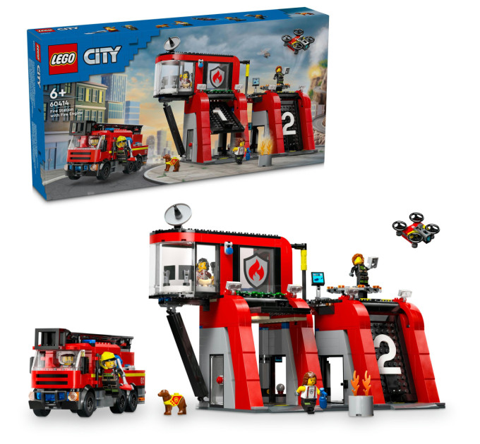 LEGO Конструктор LEGO City Пожежне депо з пожежною машиною 843 деталей (60414)