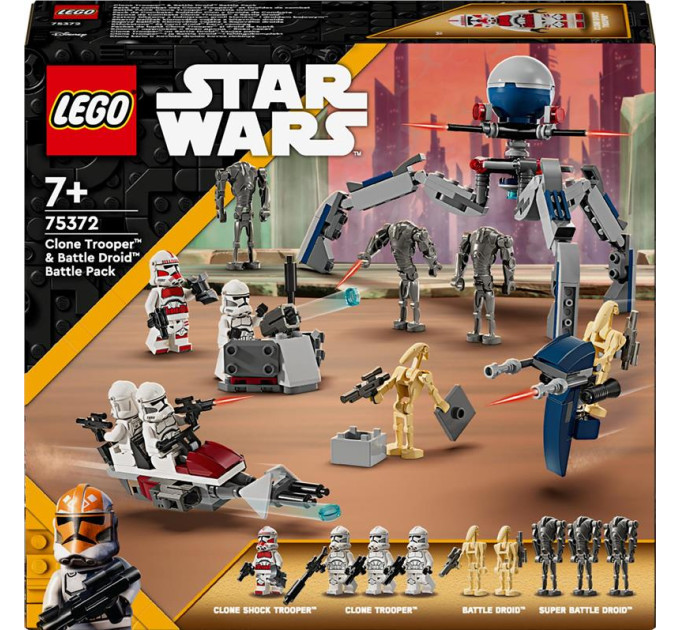 LEGO Конструктор LEGO Star Wars Клони-піхотинці й Бойовий дроїд. Бойовий набір 215 деталей (75372)