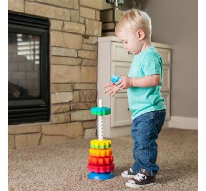 Fat Brain Toys Розвиваюча іграшка Fat Brain Toys Пірамідка гвинтова тактильна SpinAgain (F110ML)