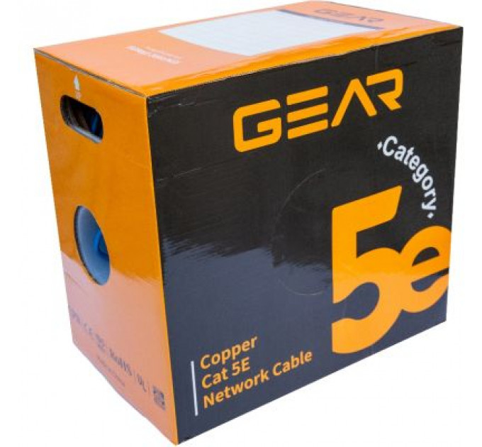 Кабель мережевий FTP 305м, cat.5e, CU, REELEX, 4*2*0,51, PVC, indoor, blue GEAR (GEC-FTPCUR051305)