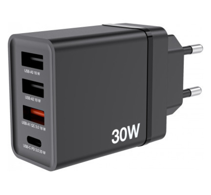 Verbatim Зарядний пристрій Verbatim USB 30W PD3.0 4-ports black (49700)