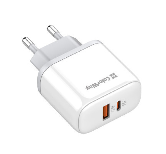 ColorWay Зарядний пристрій ColorWay Power Delivery Port PPS USB (Type-C PD+ USB QC3.0) (45W) white (CW-CHS042PD-WT)
