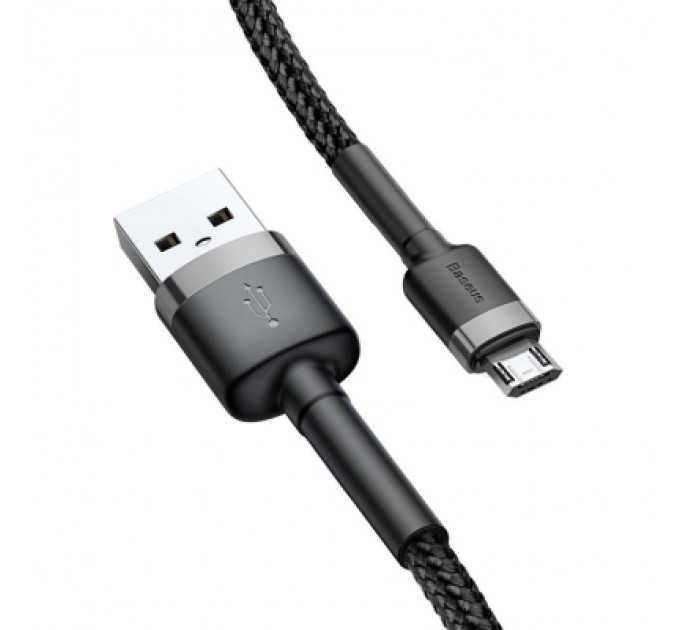 Baseus Дата кабель USB 2.0 AM to Micro 5P 1.0m 2.4A grey-black Baseus (CAMKLF-BG1)