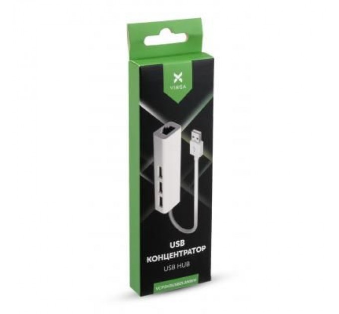 Vinga Концентратор Vinga 3xUSB2.0 + RJ45 100Mbps (VCP2H3USB2LANWH)