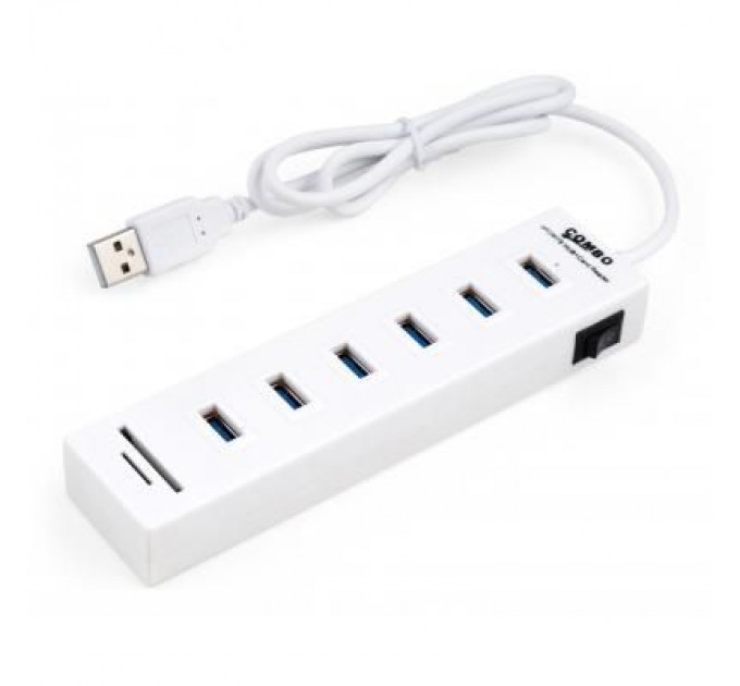 Vinga Концентратор Vinga 6xUSB2.0 + card-reader with switch (VCP2H6USBCRSWWH)