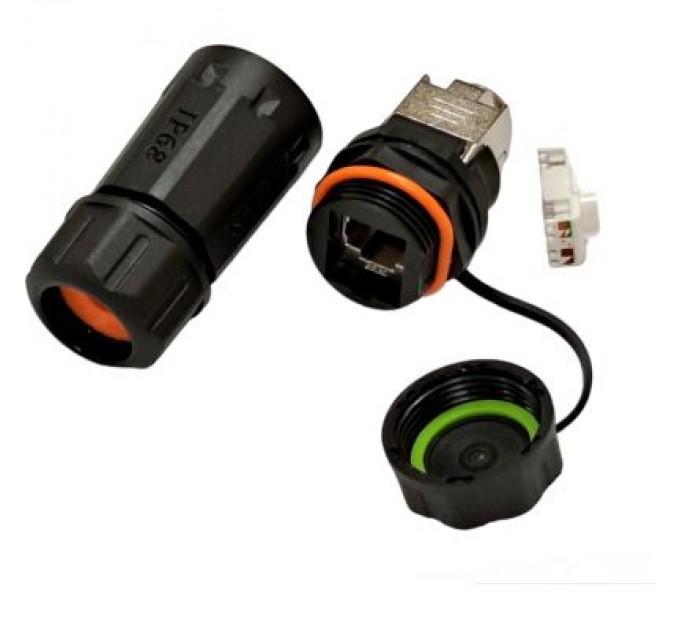 LW Конектор RJ45 водонепроникний IP68, cat.6A SFP, промисловий, комплект LW (LW-WPKJ-002B)