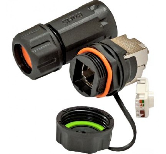 LW Конектор RJ45 водонепроникний IP68, cat.6A SFP, промисловий, комплект LW (LW-WPKJ-002B)
