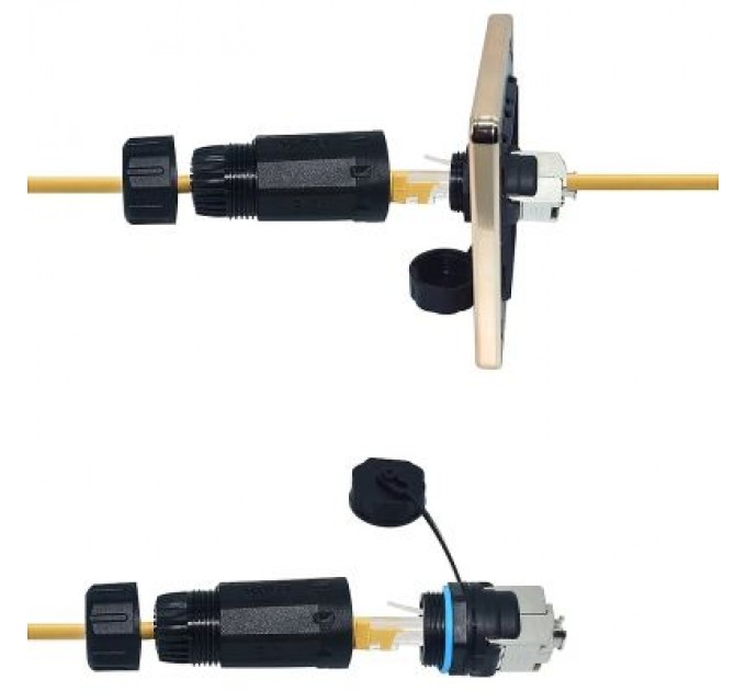 LW Конектор RJ45 водонепроникний IP68, cat.6A SFP, промисловий, комплект LW (LW-WPKJ-002B)