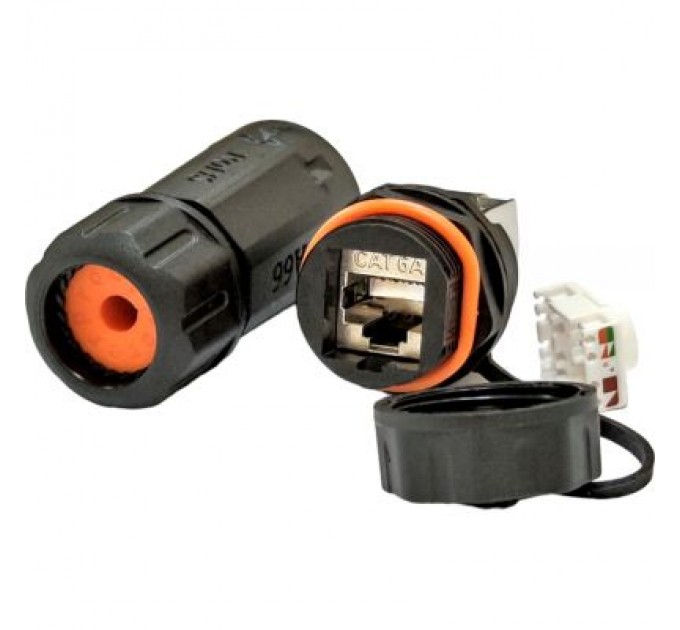 LW Конектор RJ45 водонепроникний IP68, cat.6A SFP, промисловий, комплект LW (LW-WPKJ-002B)