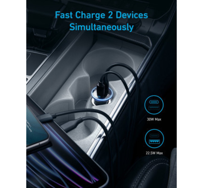 Anker Зарядний пристрій Anker PowerDrive 323 30W PD + 22.5W USB-A Black (A2735G11)