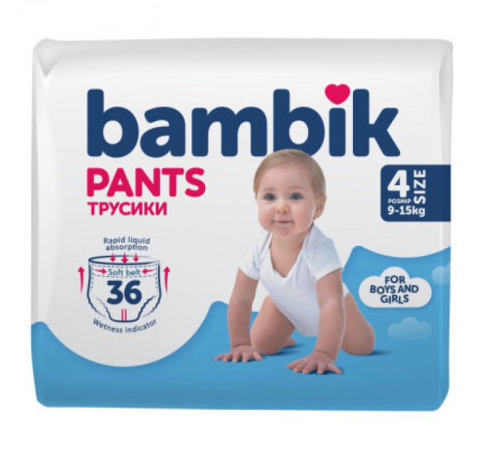 Bambik Підгузки Bambik трусики 4 (9-15 кг) 36 шт (4823071652550)