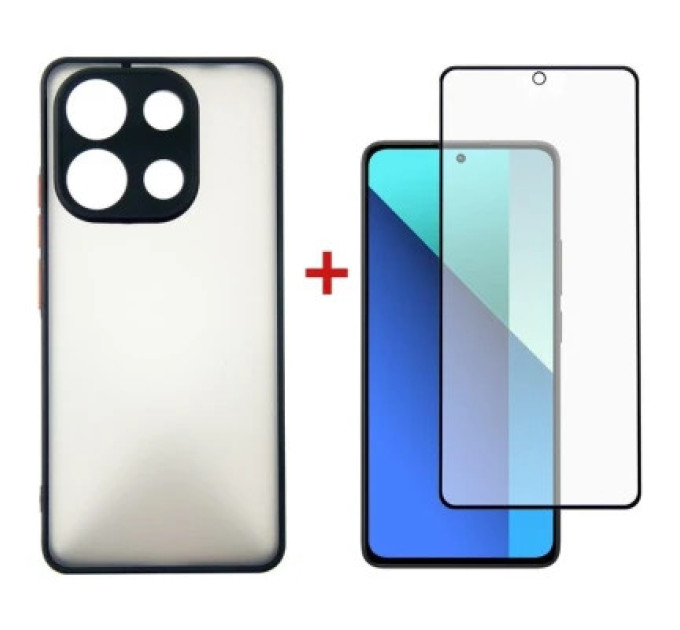 Dengos Чохол до мобільного телефона Dengos Kit for Xiaomi Redmi Note 13 4G case + glass (Black) (DG-KM-66)