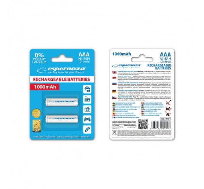 Esperanza Акумулятор Esperanza AAA 1000mAh Ni-MH * 2 white (EZA101W)