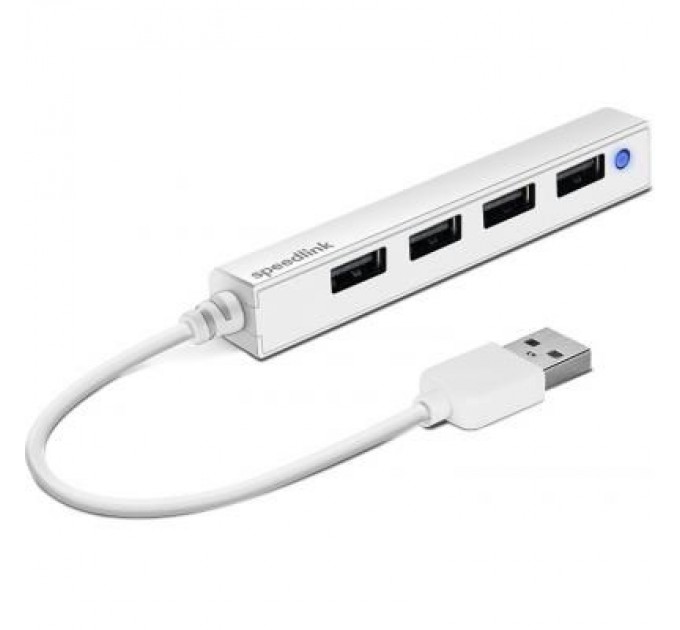 Speedlink Концентратор Speedlink SNAPPY SLIM USB Hub, 4-Port, USB 2.0, Passive, White (SL-140000-WE)