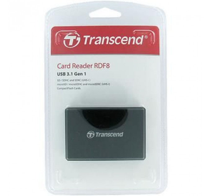 Зчитувач флеш-карт Transcend USB 3.1 Black (TS-RDF8K2)