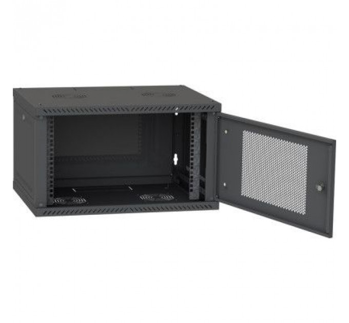 Шафа настінна Ipcom 6U, 600*450, перфоровані дверцята, RAL9005 (СН-6U-060х045-ДП-9005)