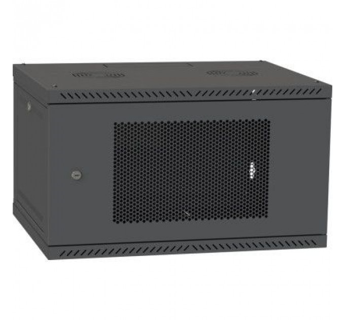Шафа настінна Ipcom 6U, 600*450, перфоровані дверцята, RAL9005 (СН-6U-060х045-ДП-9005)