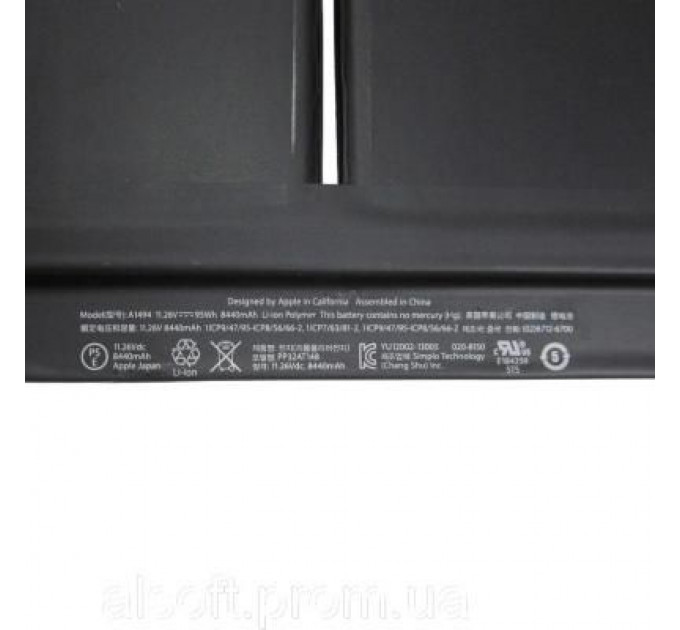 Акумулятор до ноутбука Apple A1494, 95Wh (8440mAh), 6cell, 11.26V, Li-Pol, black (A47265)