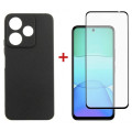 Dengos Чохол до мобільного телефона Dengos Xiaomi Redmi 13 4G Carbon + Glass Black (DG-KM-98)