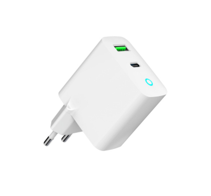Gembird Зарядний пристрій Gembird 1xUSB-A + 1 Type-C (PD20Вт + QC3.0 18Вт) white (TA-UC-PDQC20L-W-01)