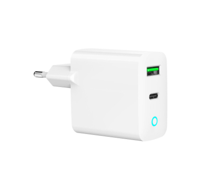 Gembird Зарядний пристрій Gembird 1xUSB-A + 1 Type-C (PD20Вт + QC3.0 18Вт) white (TA-UC-PDQC20L-W-01)