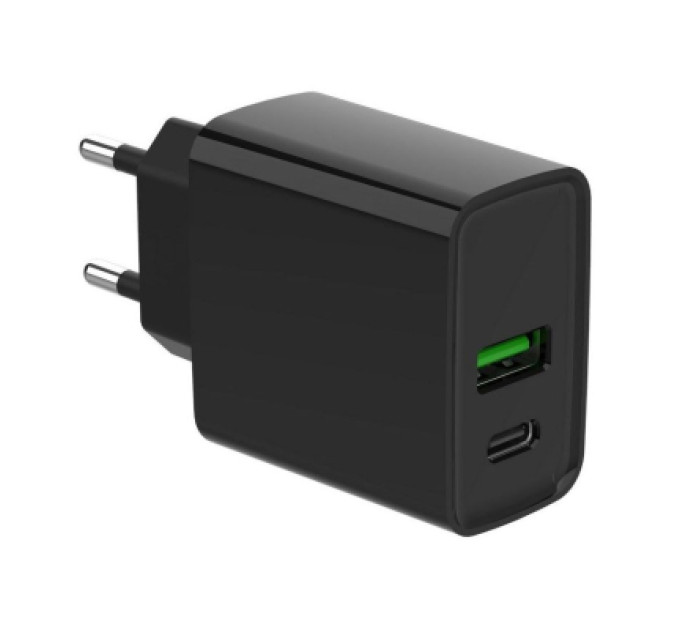 Gembird Зарядний пристрій Gembird 1xUSB-A + 1 Type-C (PD20Вт + QC3.0 18Вт) black (TA-UC-PDQC20-01-BK)