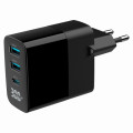 Gembird Зарядний пристрій Gembird 2хUSB-A (QC3.0 18W) + 1хType-C (PD20W) LCD black (TA-UC-PDQC30LCD-BK-02)