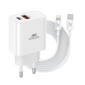 RivaCase Зарядний пристрій RivaCase 2хUSB-А + Type-C PD 20W+QC3.0 кабель Type-C-Lighting white (PS4102 WD5 (White))
