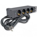 Kingda Силовий блок 10" 1U, 230V 4*schuko, 16A, 1.8м Kingda (KD-GER(16)N1004WPSBFE)